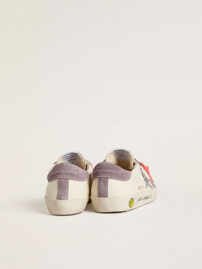 Young Super-Star with silver glitter star and lilac suede inserts