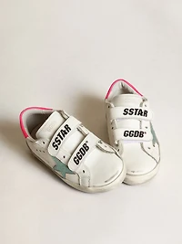 Young Old School with star in aquamarine laminated leather