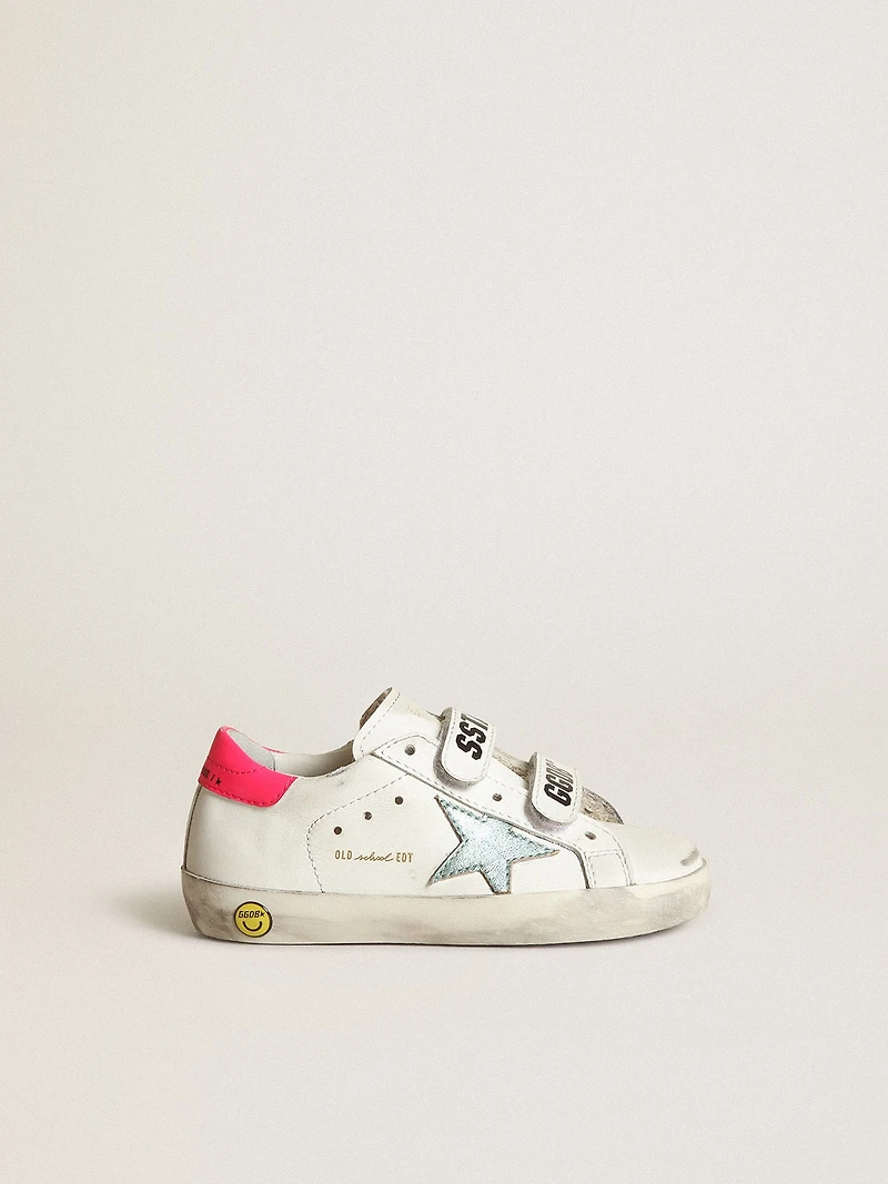 Young Old School with star in aquamarine laminated leather