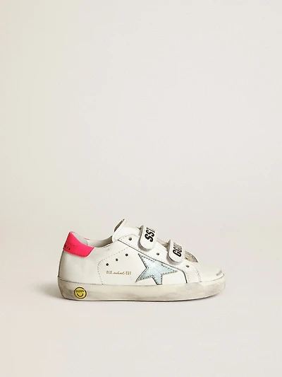 Young Old School with star aquamarine laminated leather
