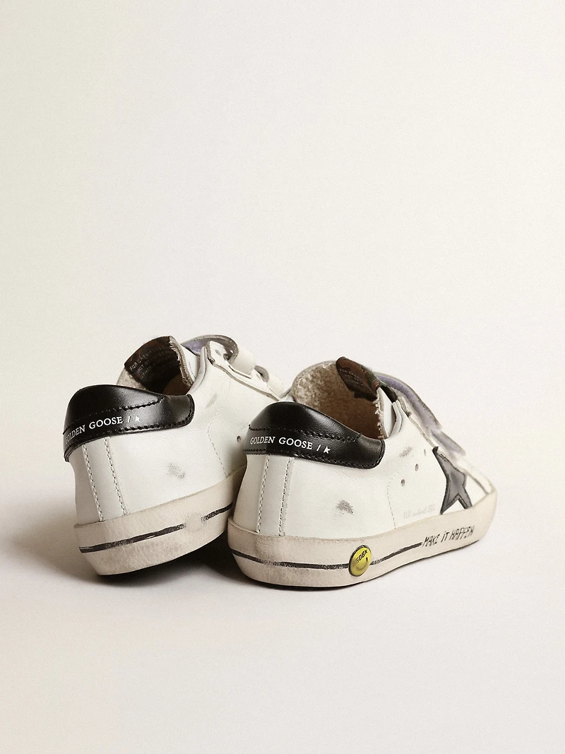 Old School Young with metallic leather star and black heel tab