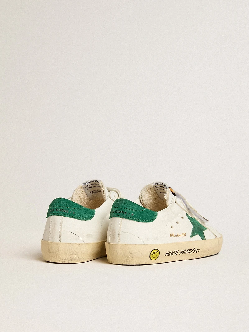 Old School Young with green suede star and heel tab