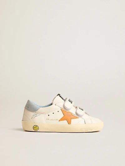 Young Old School leather with orange star and baby blue heel tab