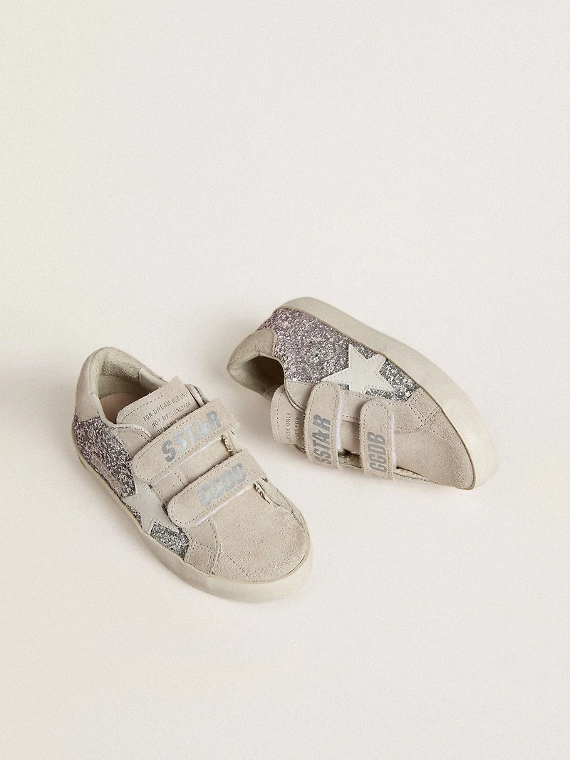 Young Old School in silver and pink glitter with white leather star