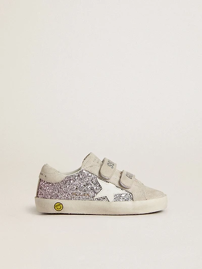 Young Old School in silver and pink glitter with white leather star