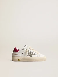 May Young in nappa leather with platinum glitter star and magenta heel tab