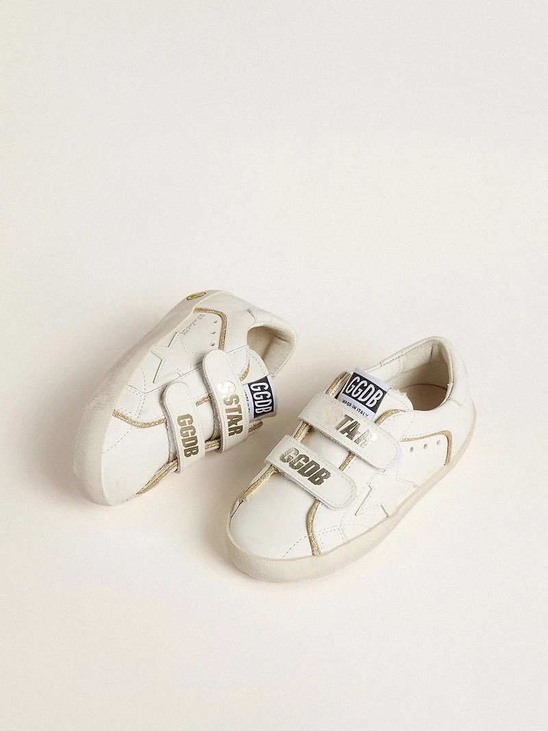 Young Old School in white leather with gold details