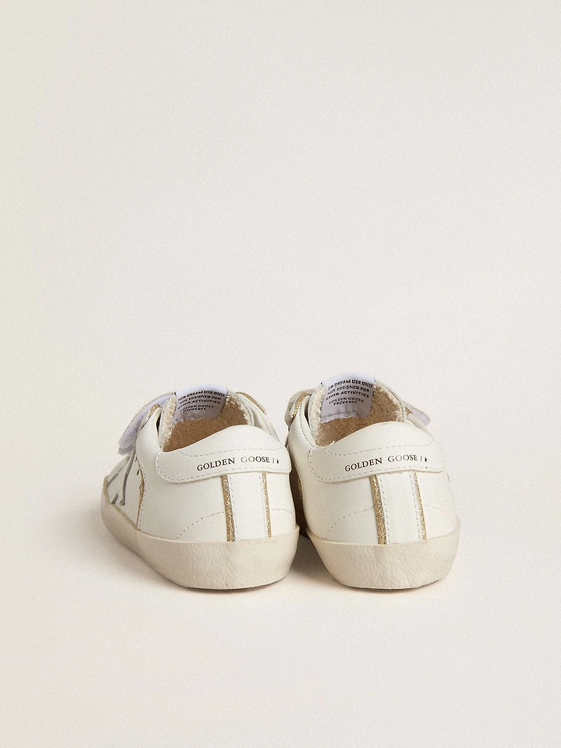Young Old School in white leather with gold details