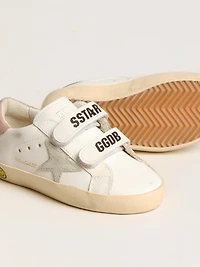 Young old School leather with gray suede star and rose heel tab