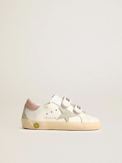 Young old School leather with gray suede star and rose heel tab
