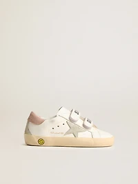 Young old School leather with gray suede star and rose heel tab