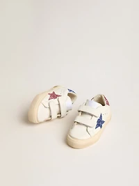 Young May School in leather with glitter star and heel tab