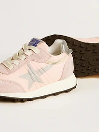 Marathon Young pink nylon with printed star and leather heel tab