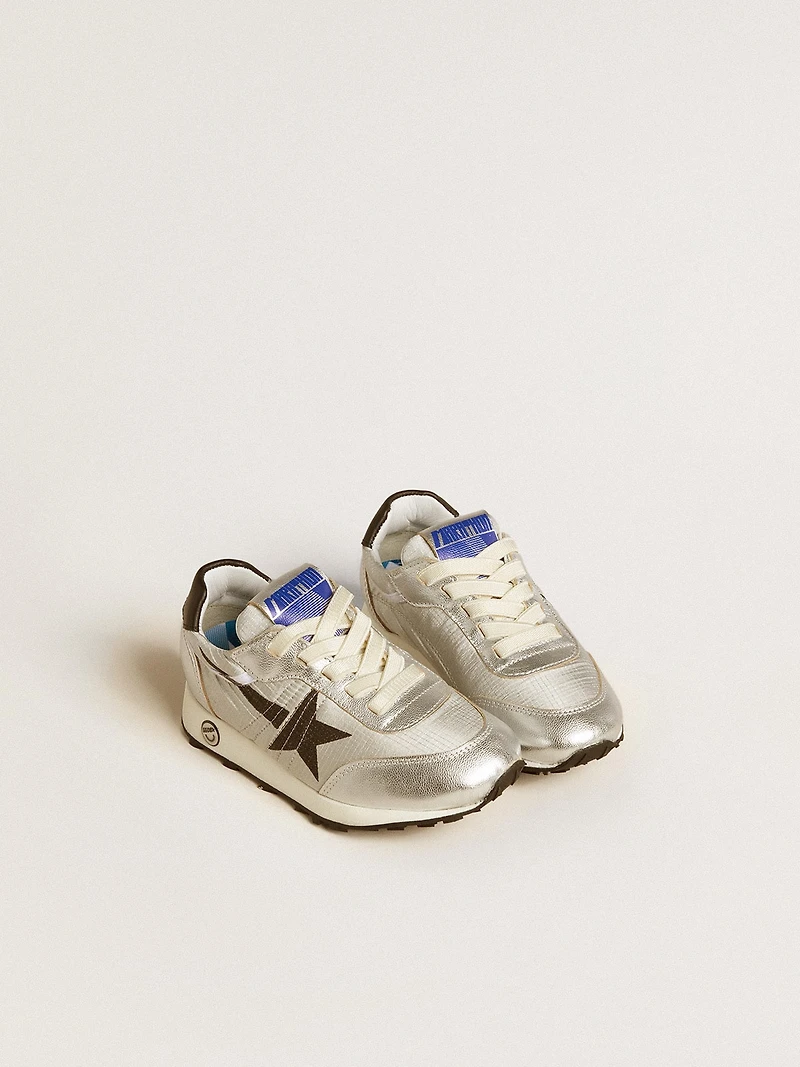 Marathon Young silver nylon with black star and leather heel tab