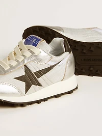 Marathon Young silver nylon with black star and leather heel tab