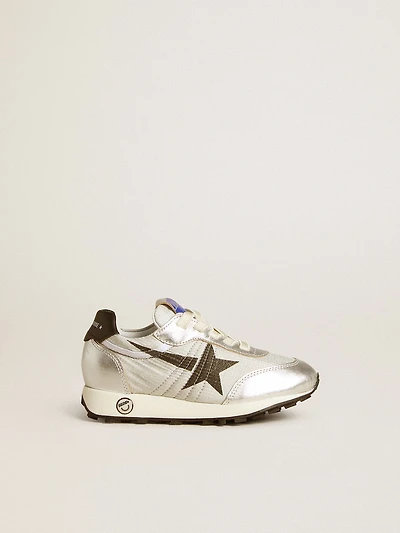 Marathon Young silver nylon with black star and leather heel tab