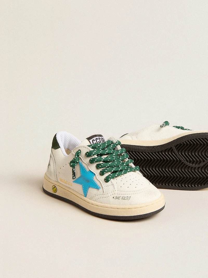 Young Ball Star with turquoise star and green suede heel tab