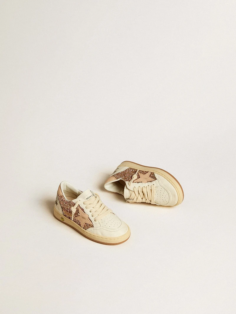 Ball star Young glitter and nappa with leather heel tab