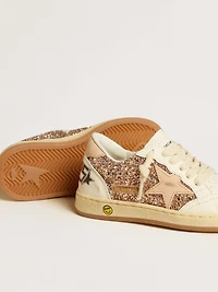 Ball star Young glitter and nappa with leather heel tab