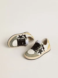 Ball star Young white nappa with dark green suede inserts and black