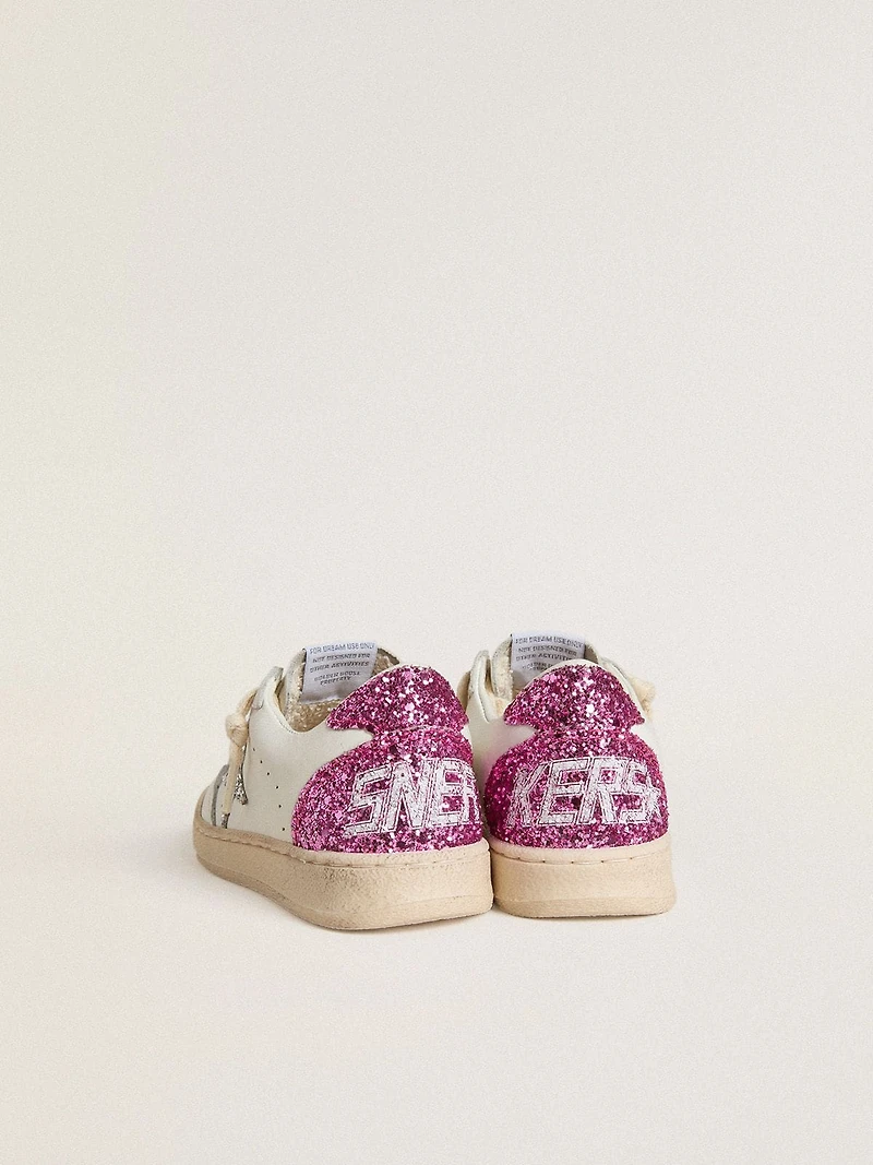 Young Ball star with silver glitter and pink heel tab