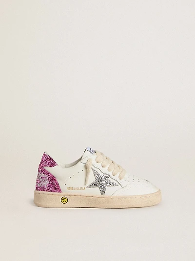 Young Ball Star with silver glitter star and pink glitter heel tab