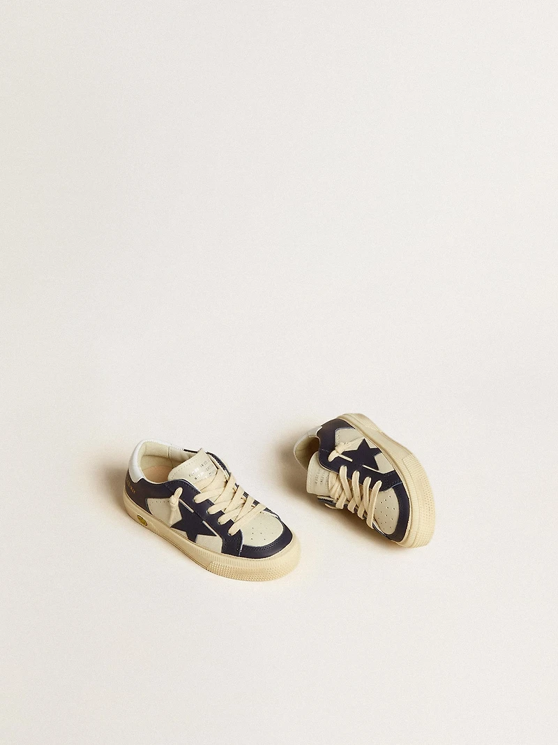 May Young white and blue leather with star heel tab
