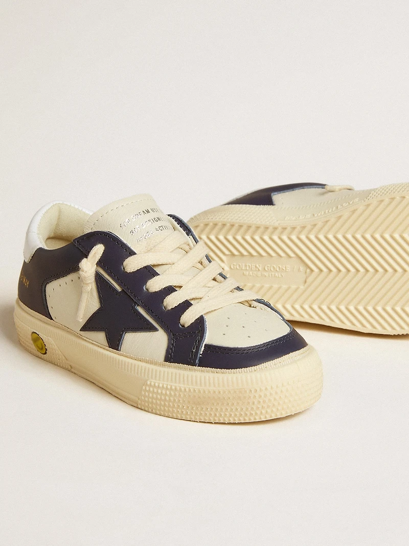May Young white and blue leather with star heel tab