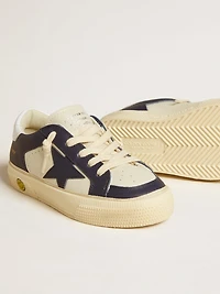 May Young white and blue leather with star heel tab