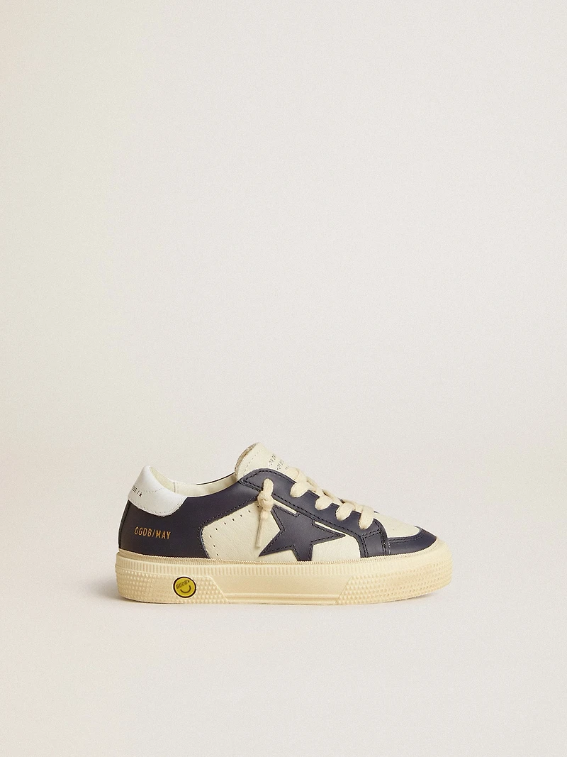 May Young white and blue leather with star heel tab
