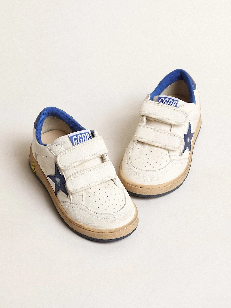 Ball star Young with blue metallic leather and heel tab