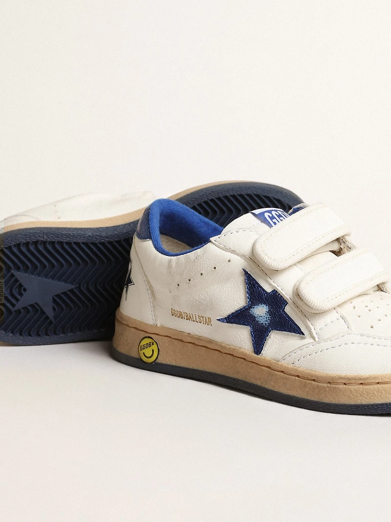 Ball star Young with blue metallic leather and heel tab