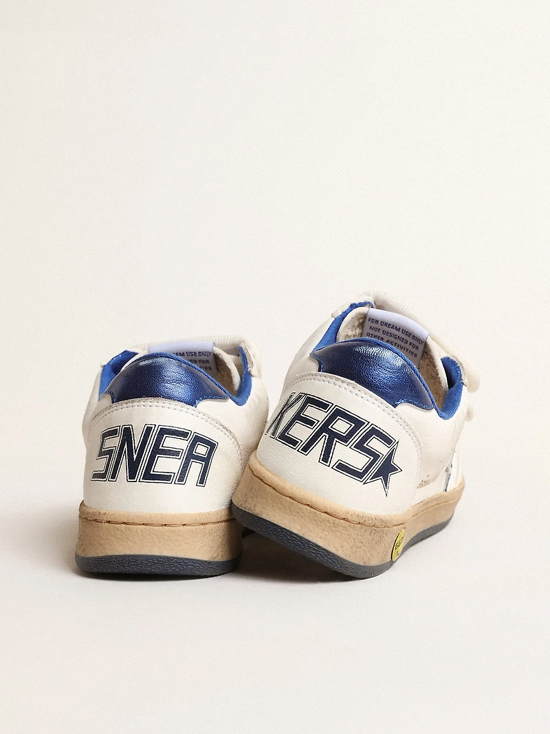 Ball star Young with blue metallic leather and heel tab