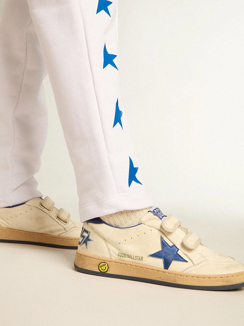 Ball star Young with blue metallic leather and heel tab