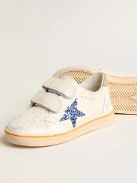 Young Ball star with blue glitter and beige suede heel tab