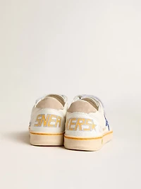Young Ball star with blue glitter and beige suede heel tab