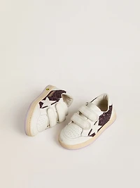 Young Ball star purple glitter with white leather and heel tab