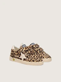 Young Ball star leopard-print pony skin with pink leather and heel tab