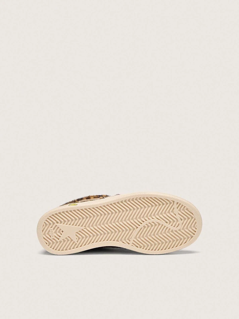 Young Ball star leopard-print pony skin with pink leather and heel tab