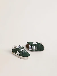 Old School Young green suede with white leather star and heel tab