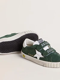 Old School Young green suede with white leather star and heel tab