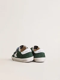 Old School Young green suede with white leather star and heel tab