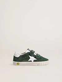 Old School Young green suede with white leather star and heel tab