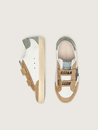 Young Old School with black leather star and beige green suede inserts