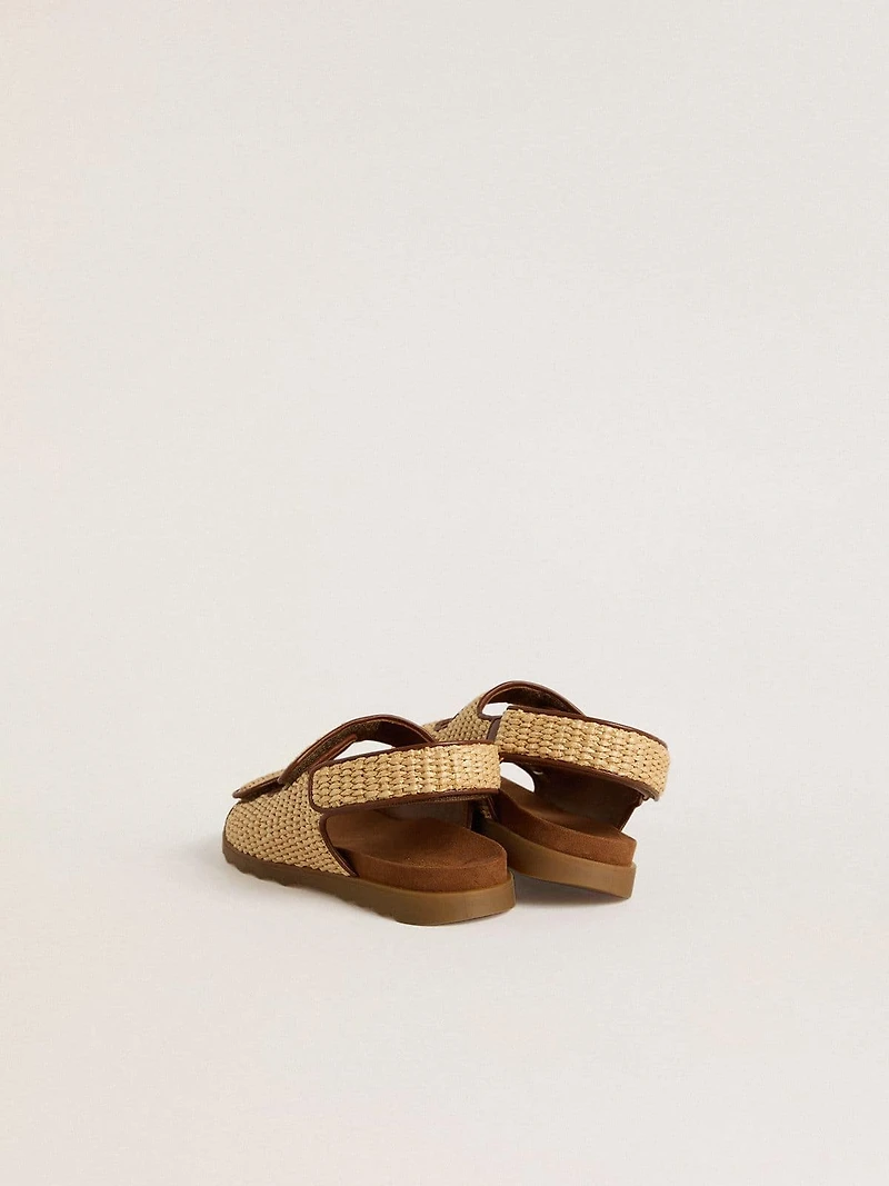 Noa Young sandals beige raffia and brown leather