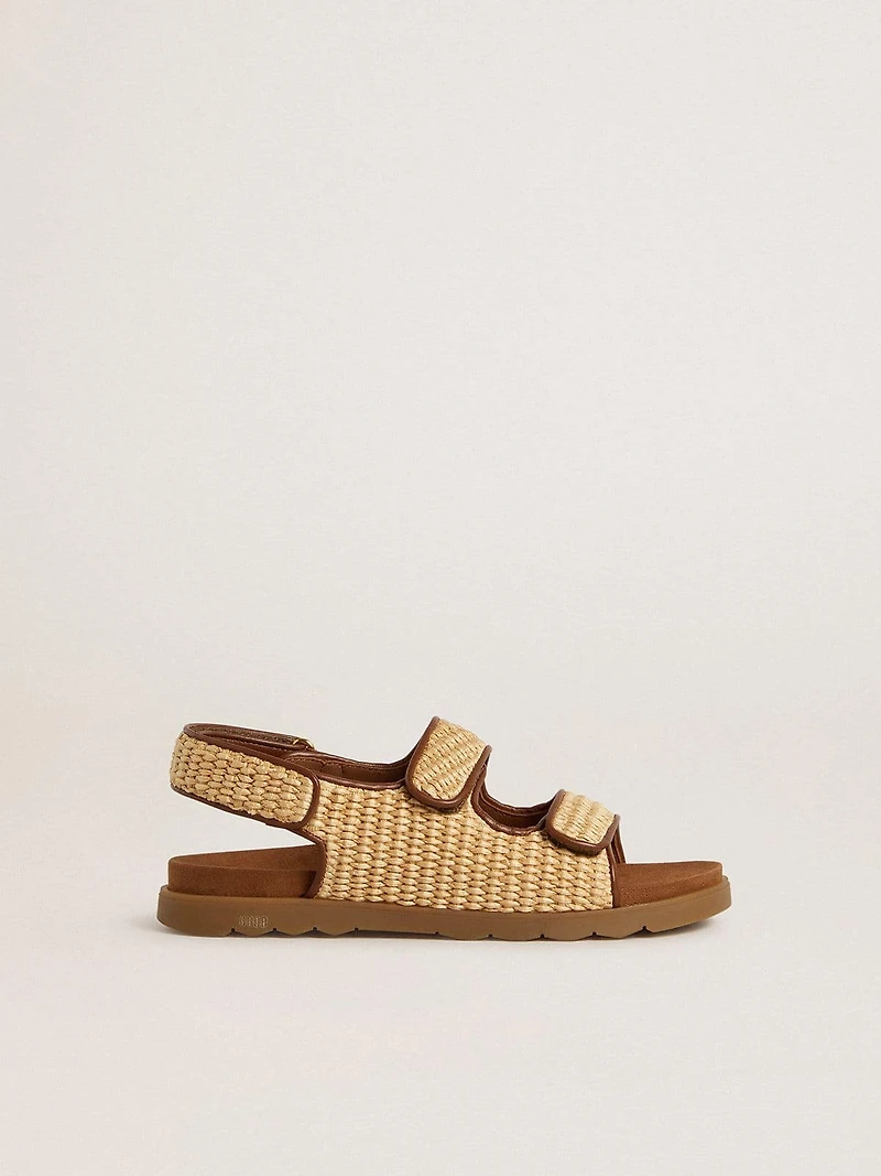 Noa Young sandals beige raffia and brown leather