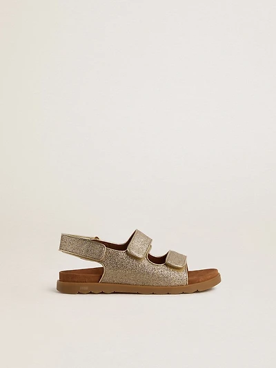 Noa Young sandals micro-glitter and platinum leather
