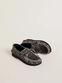 Young Cruise loafer black distressed leather