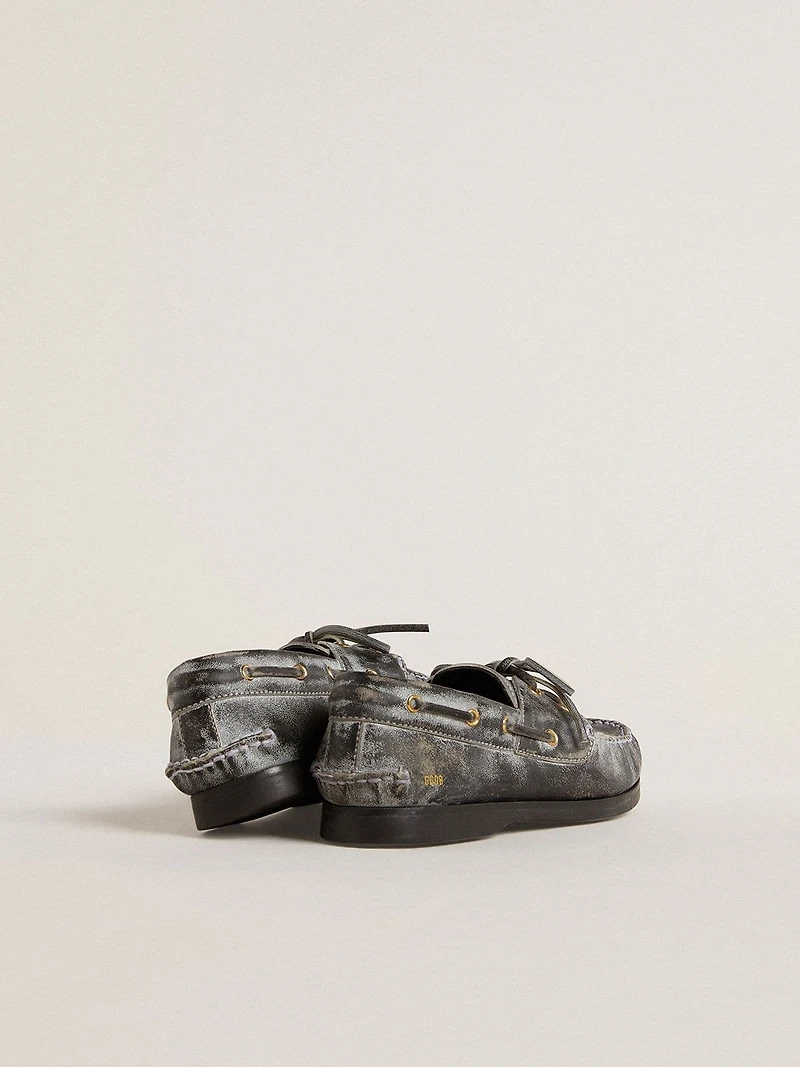 Young Cruise loafer black distressed leather
