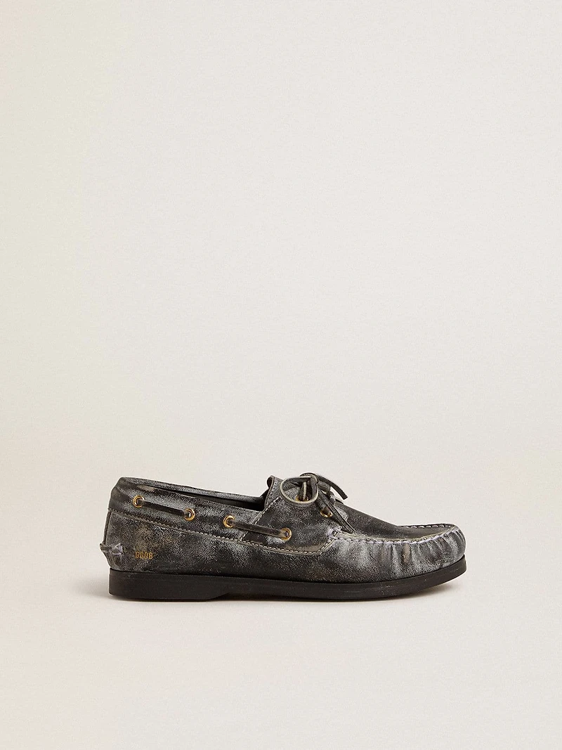 Young Cruise loafer black distressed leather